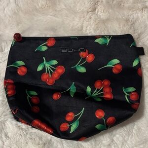 Soho Black and Red Cherry Cosmetic Bag
